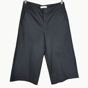 Everlane Black Cotton Twill Mid Rise Knee Length Wide Leg Crop Culottes Pants 4